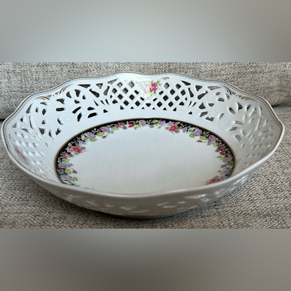 Oscar De La Renta West Germany Vintage Fine China lace floral serving bowl EUC - Picture 6 of 12